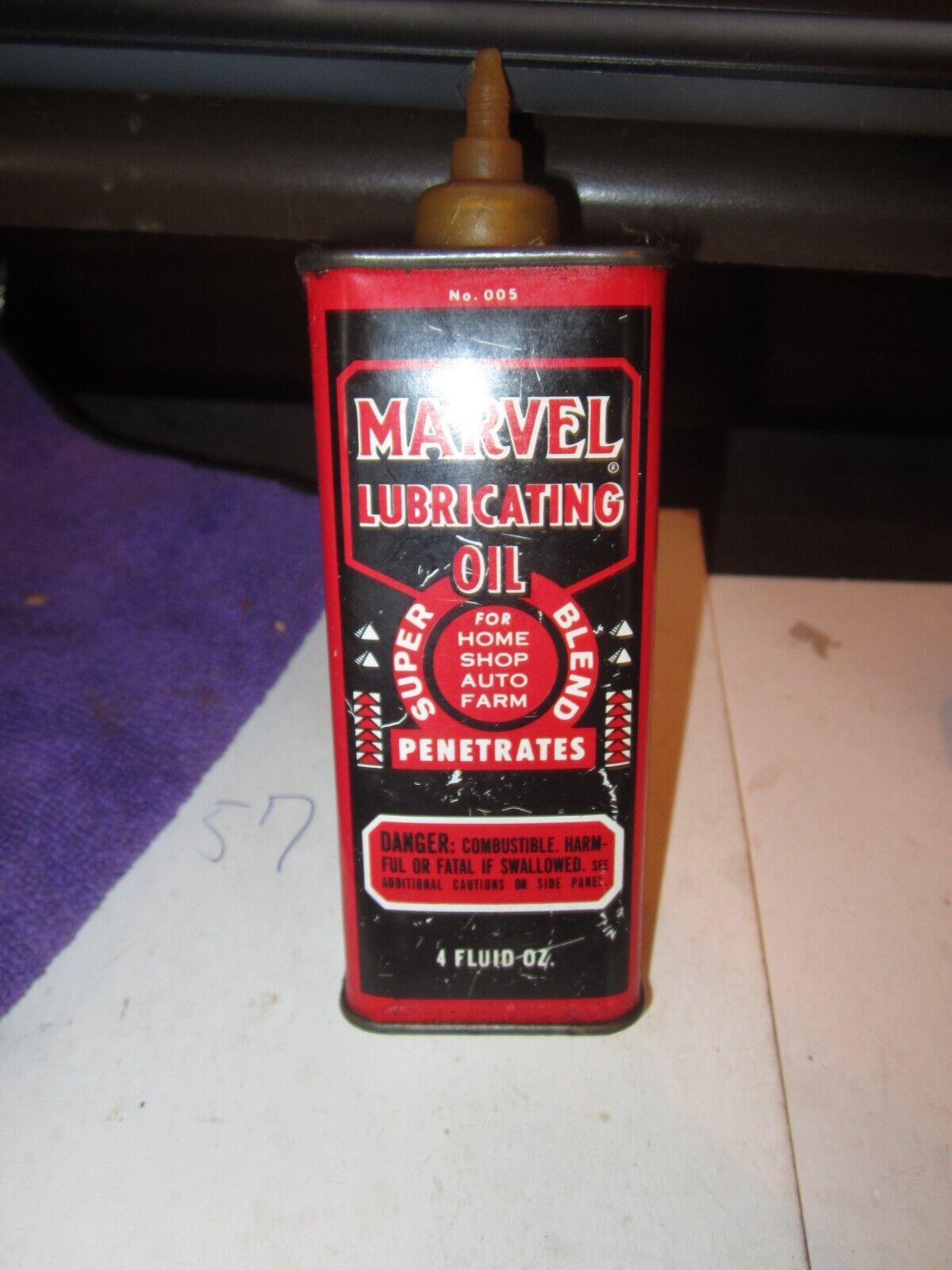Vintage Marvel Lubricating Oil Empty Tin. 4 Oz.