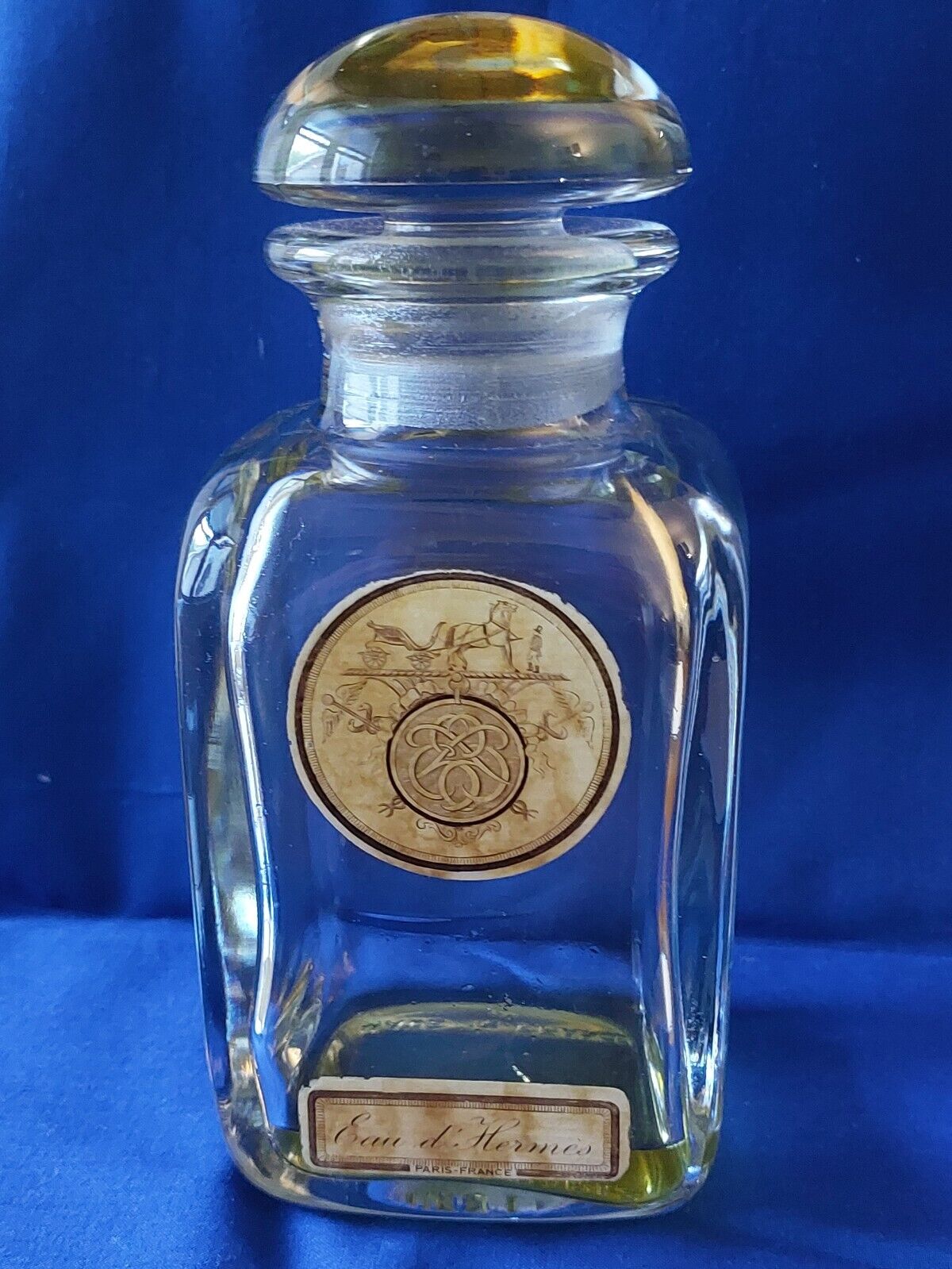 Hermes Paris Vintage Eau D' Hermes Bottle, 3 1/4 X 3 1/4 X 7 1/4