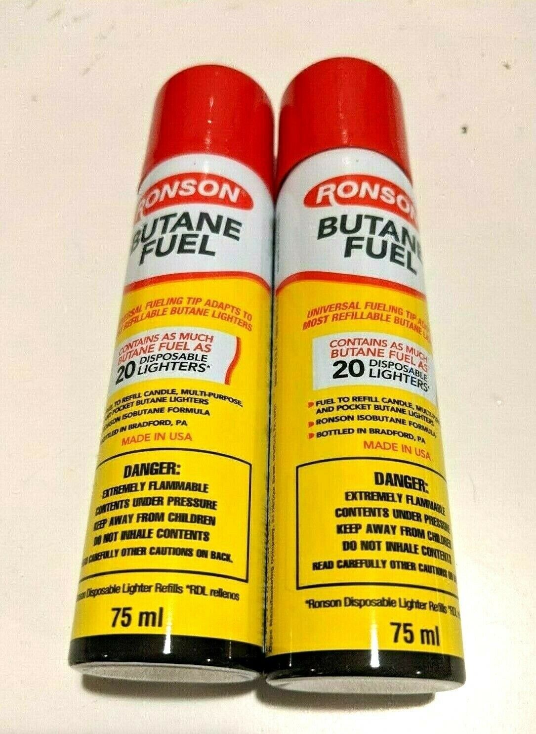 Ronson Butane 75ml / 2.54 fl oz Refill Fuel Gas for Lighters/ Torch /  Lot of 2