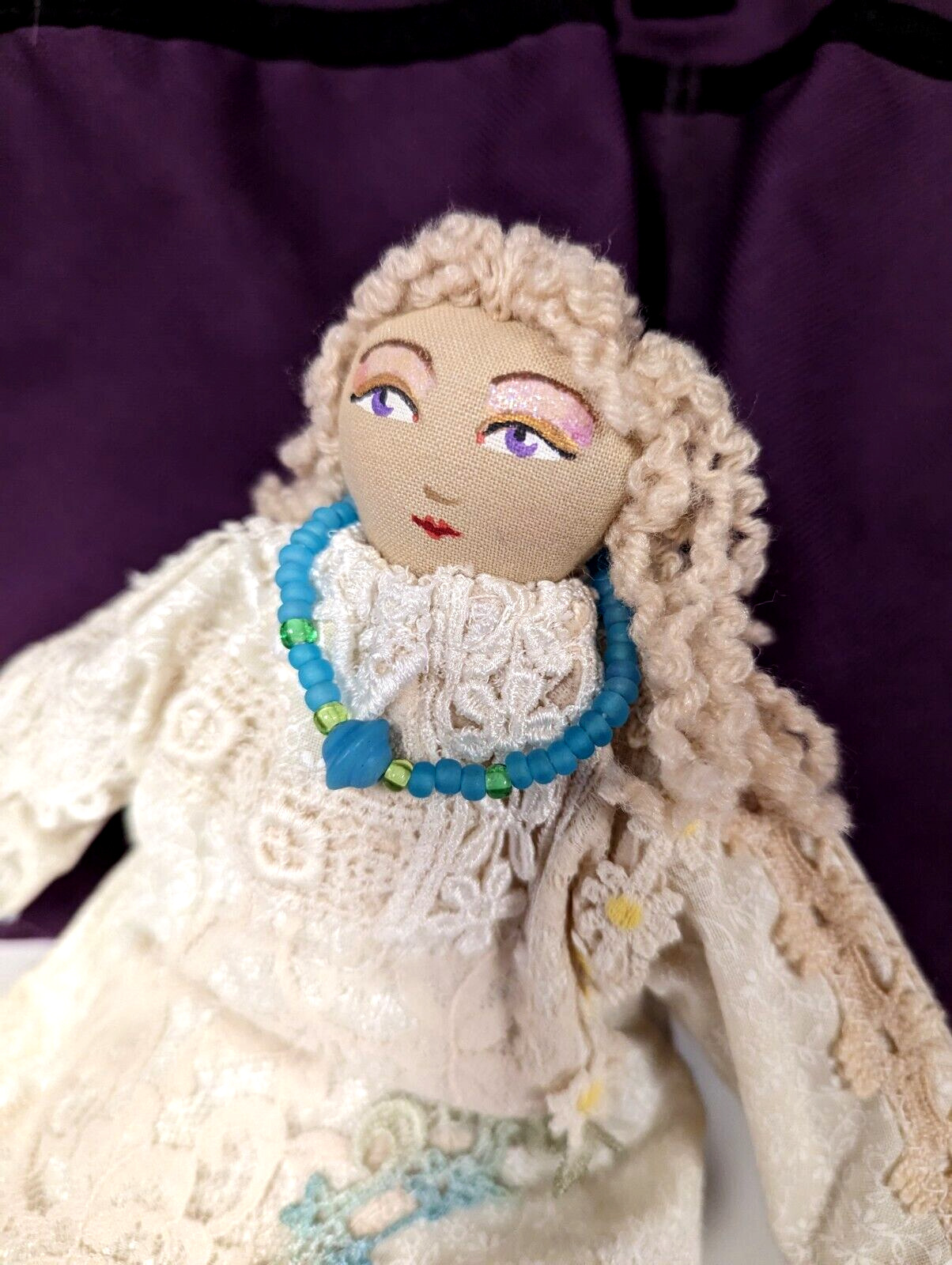 Theresas Dolls Cloth Folk Art Homemade Doll Soft Goddess Cottagecore 11 inches
