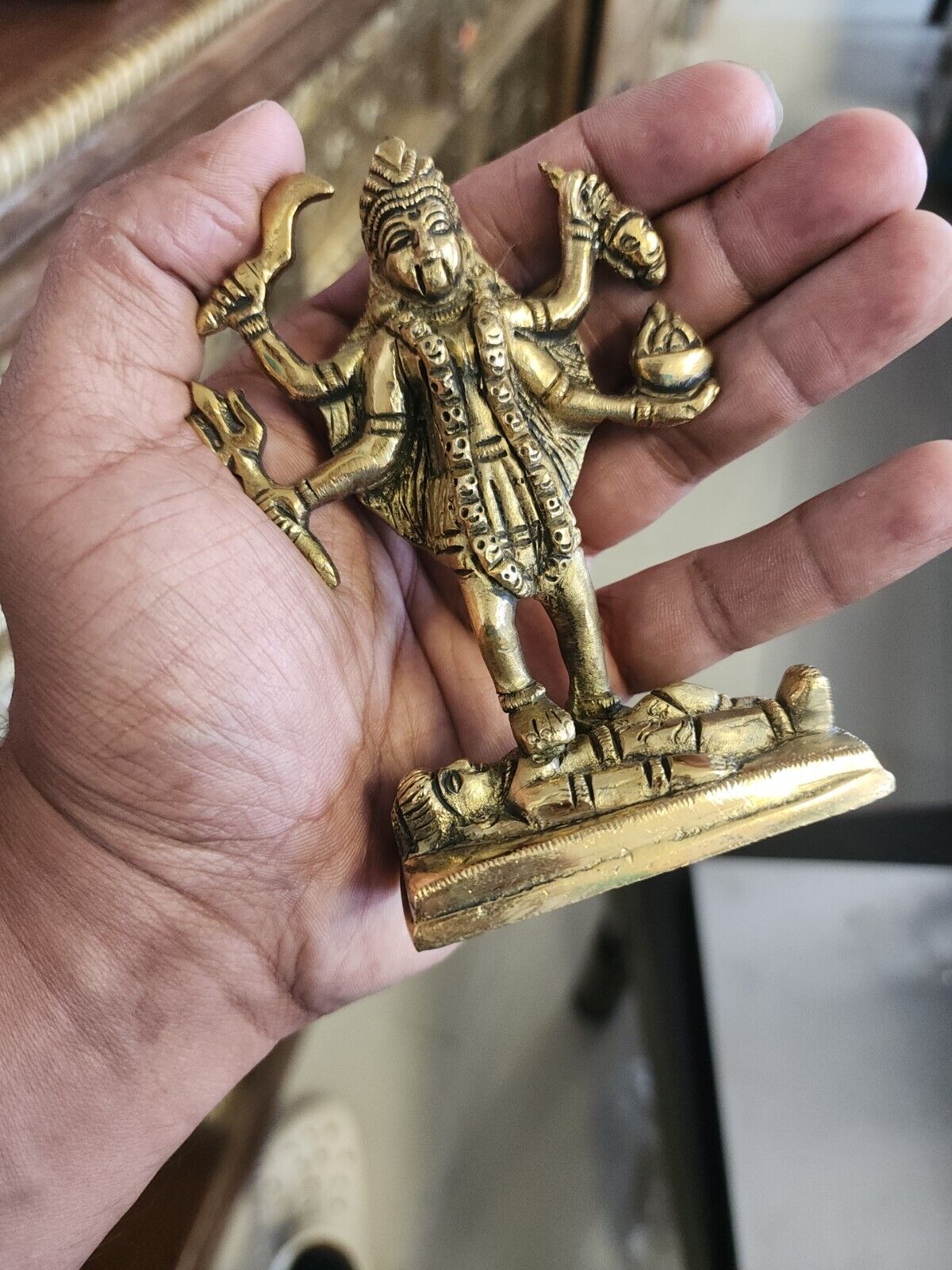 Brass 4 inches Maa kali / Kaali Hindu Goddess Usa Seller Fast Ship