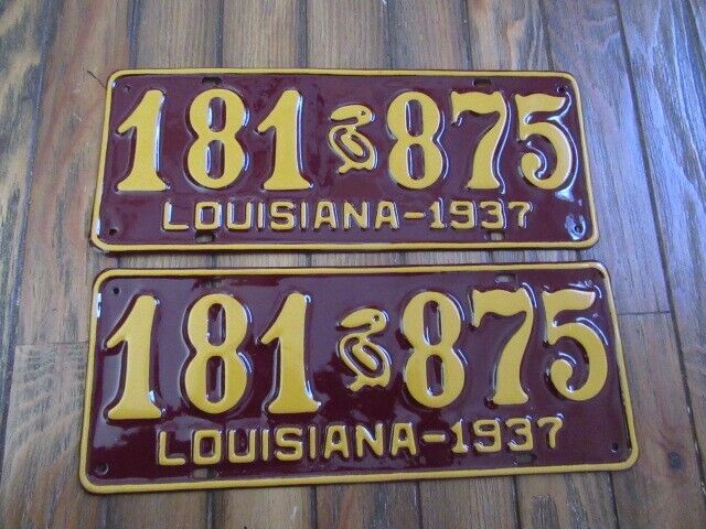 1937 Louisiana license plate pair restored