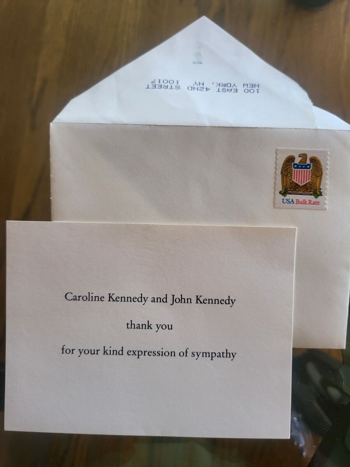   VINTAGE JFK JR & Caroline Kennedy Thank You Card For Jackie Kennedy's Passing