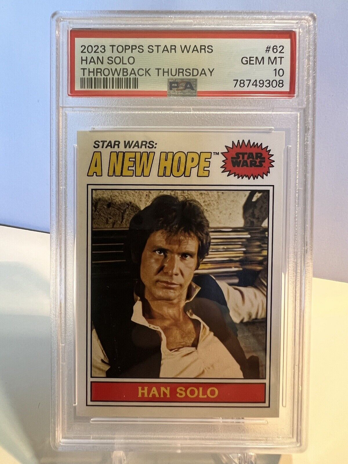 Han Solo 2023 Topps Throwback Thursday Star Wars #62 PSA 10 GEM MT Harrison Ford