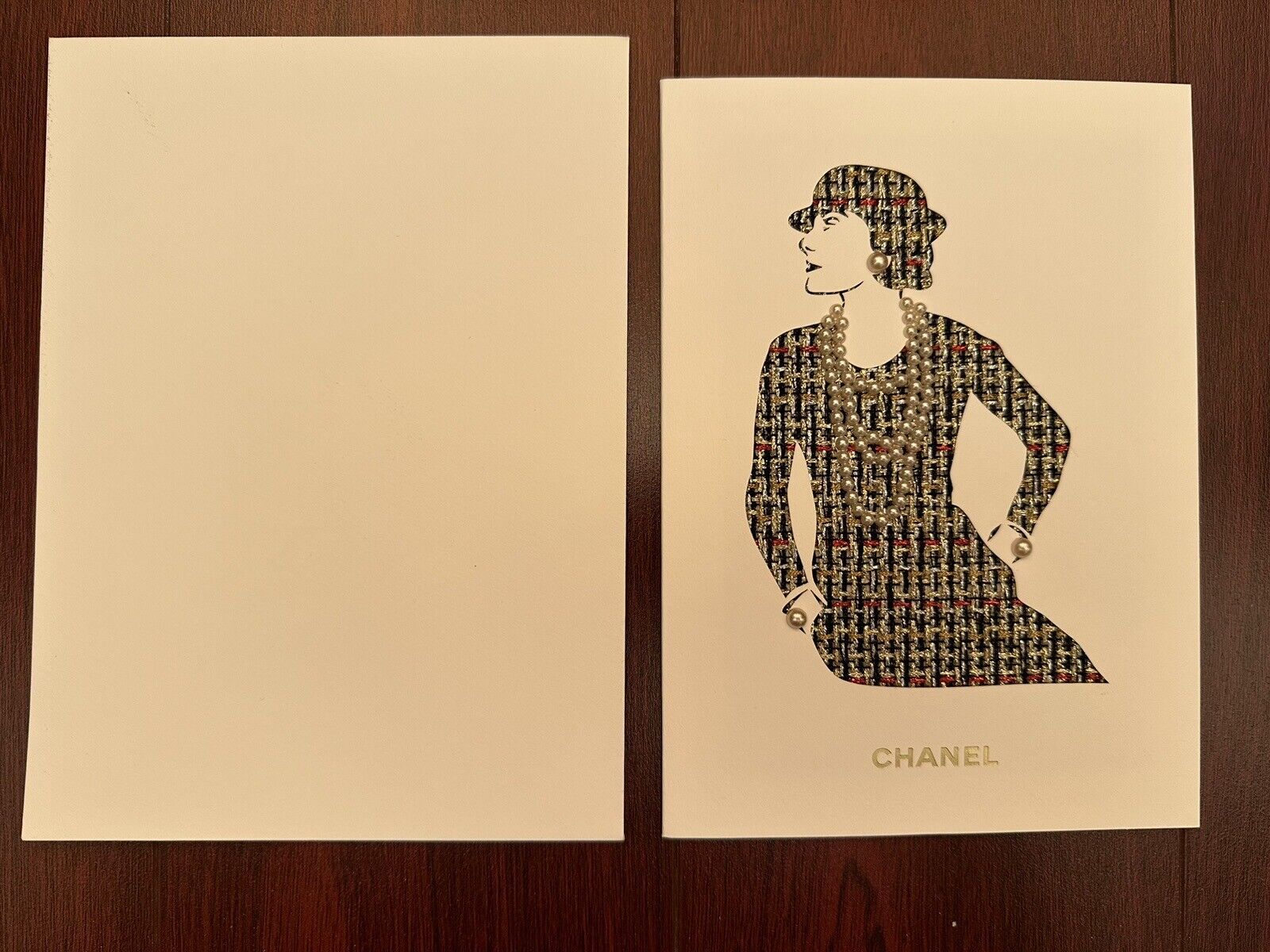 100% Authentic Chanel Pearls Tweed Card Rare Brand New Gift VIP Greeting Card CC