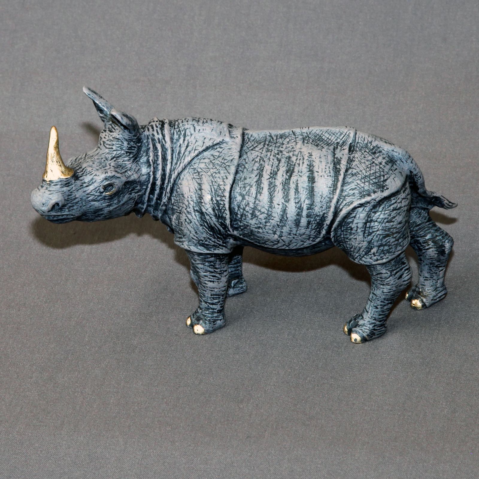 Detailed Rhinoceros Bronze Rhino Art Signed Figurine Sculpture Statue Numbered
