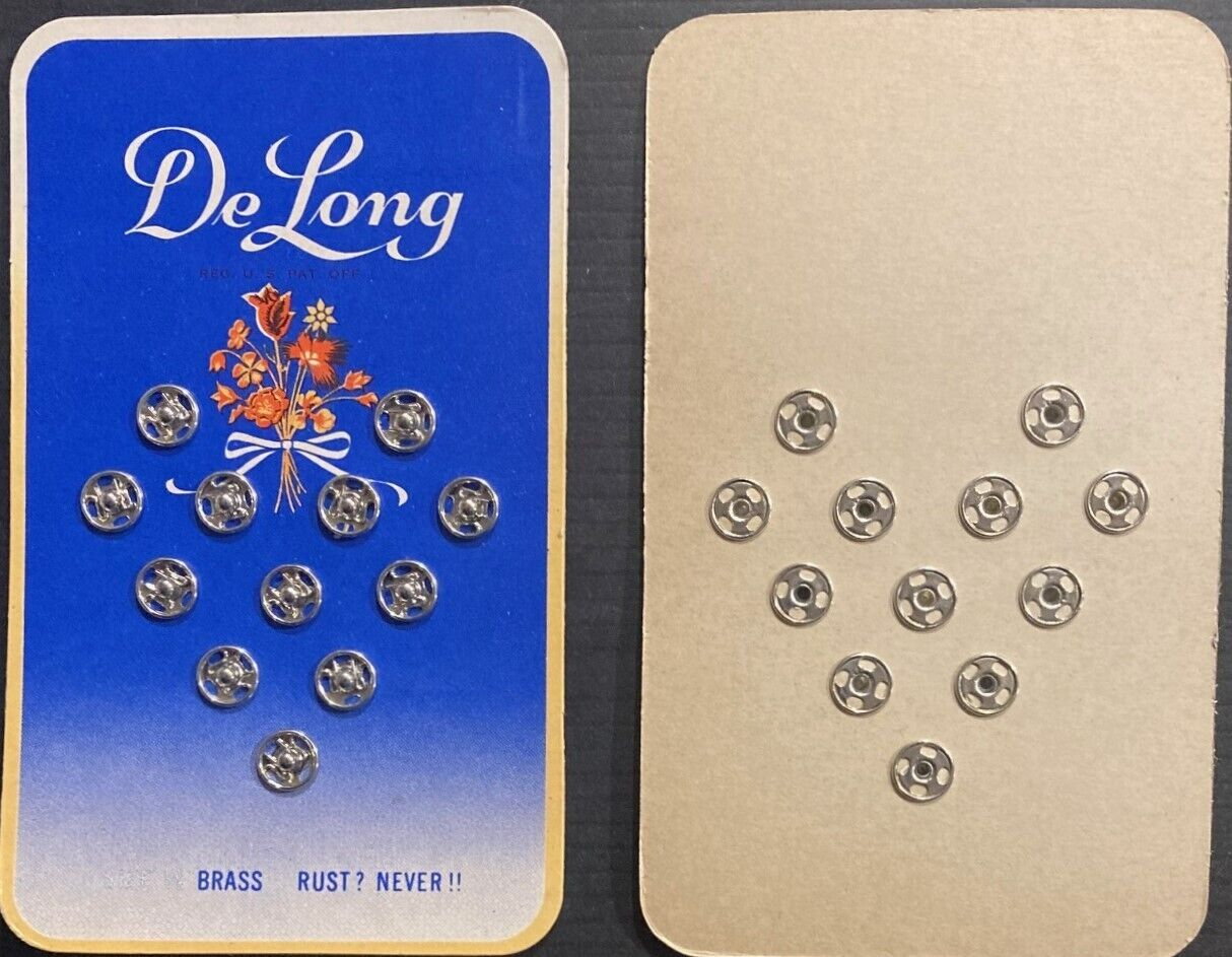 1950\'s Full Display Card of DeLong Fasteners - New Old Stock