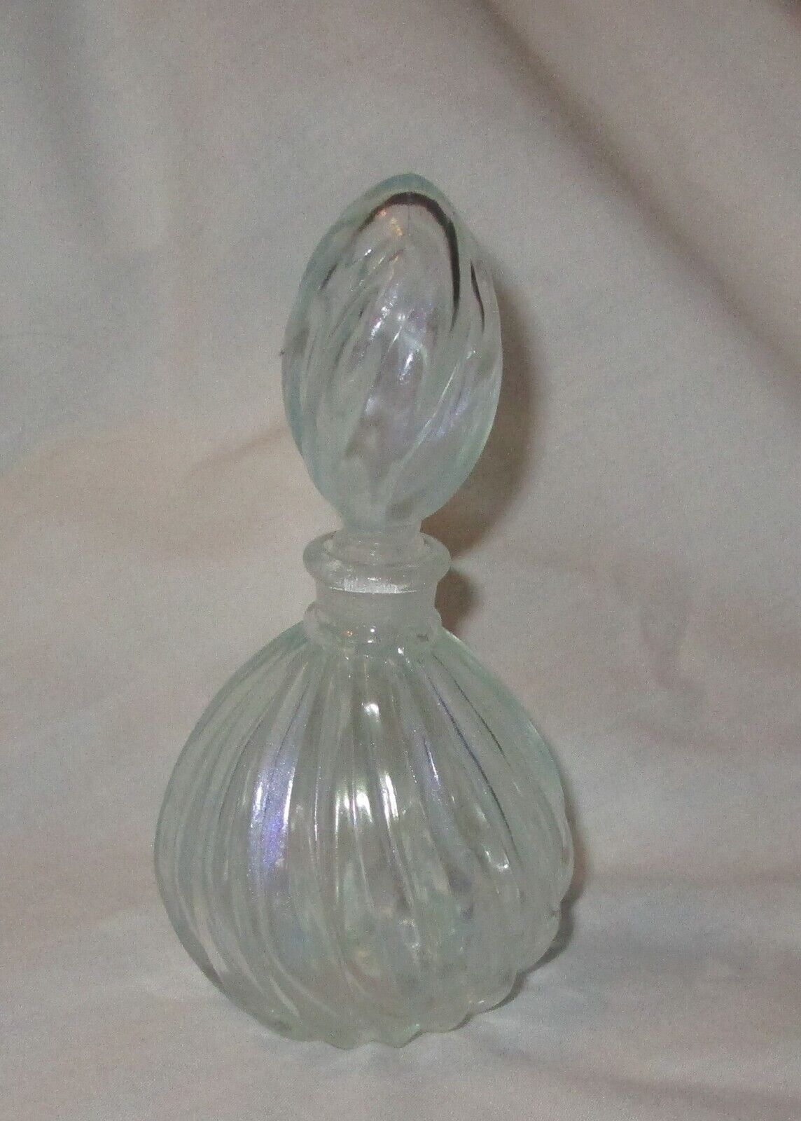 Vintage Crystal Perfume Bottle, Swirl Pattern