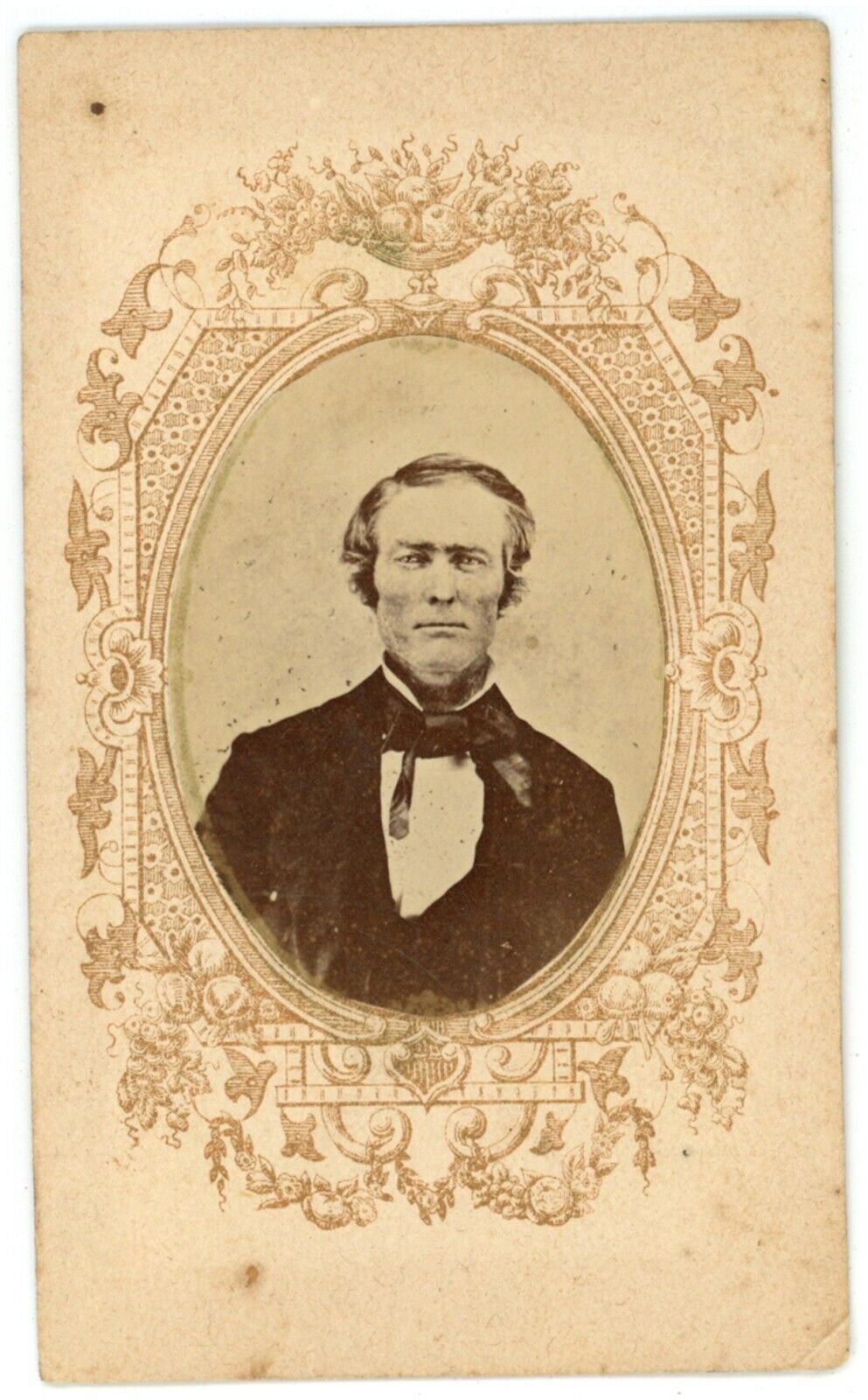 Antique Ornate CDV  Circa 1860\'S Rugged Older Man in Suit Dow Ogdensburgh, NY