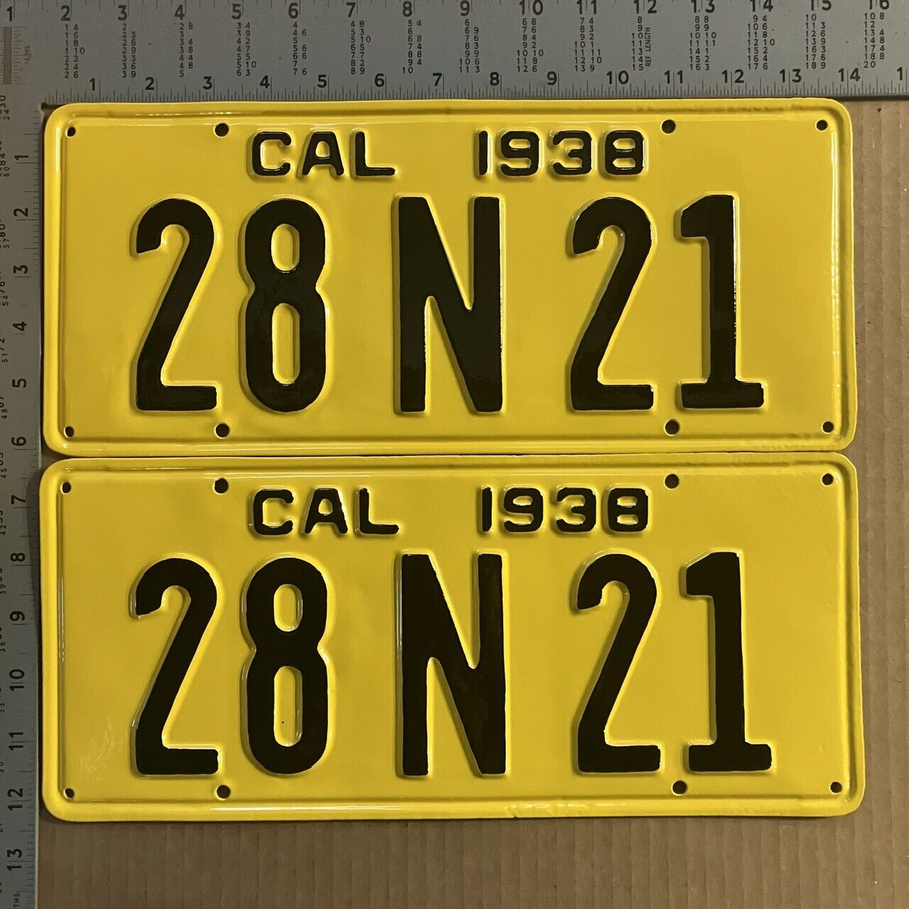 1938 California license plate pair 28 N 21 YOM DMV SHOW CAR READY 13625