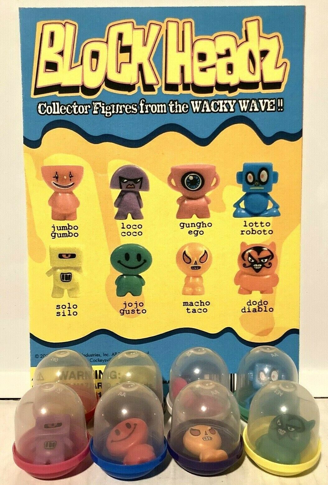Block Headz Collector Figures Wacky Wave Full Set 8 Vending Machine Capsule Toys