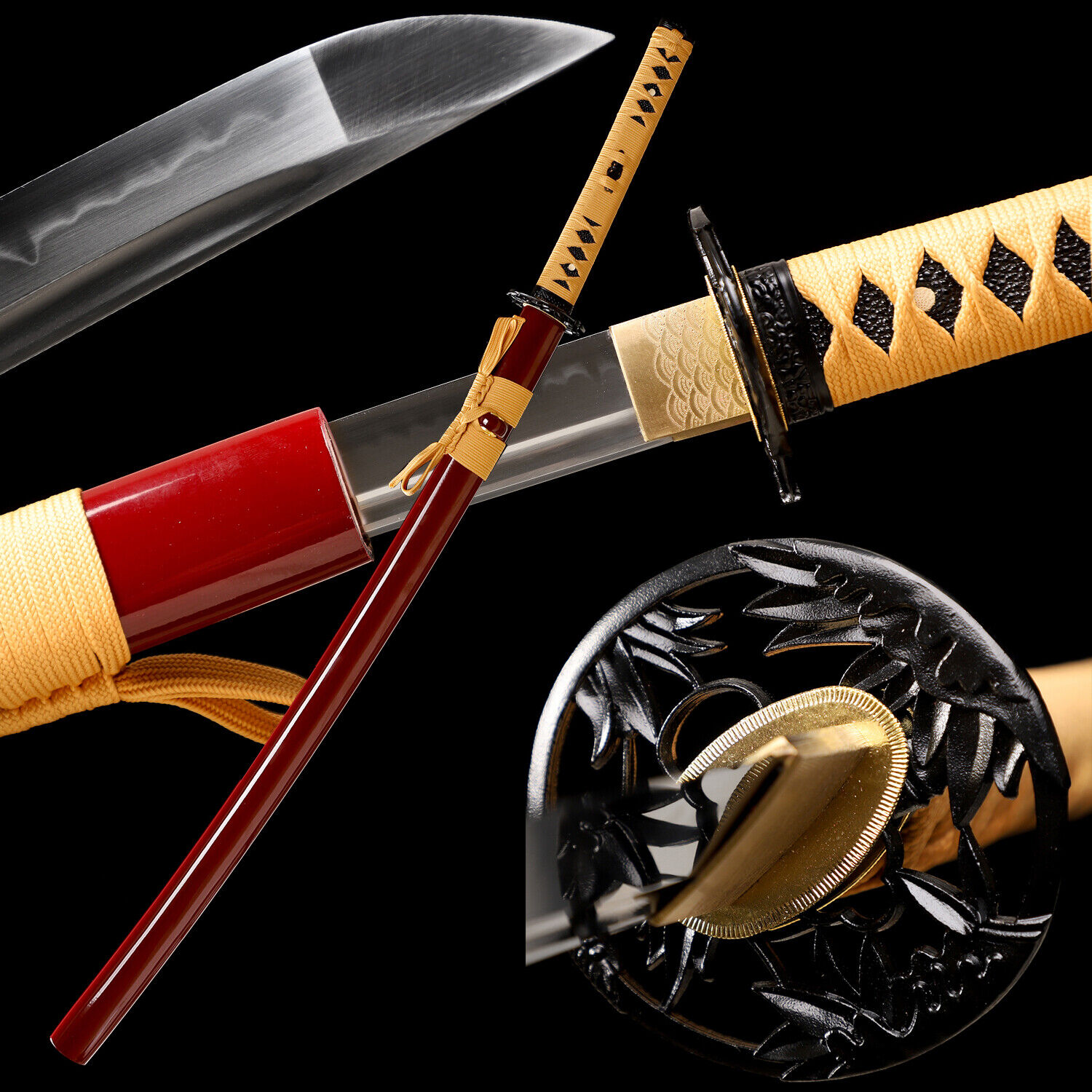 Hand Forge T10 Clay Tempered Japanese Samurai Katana Sword Real Hamon Full Tang