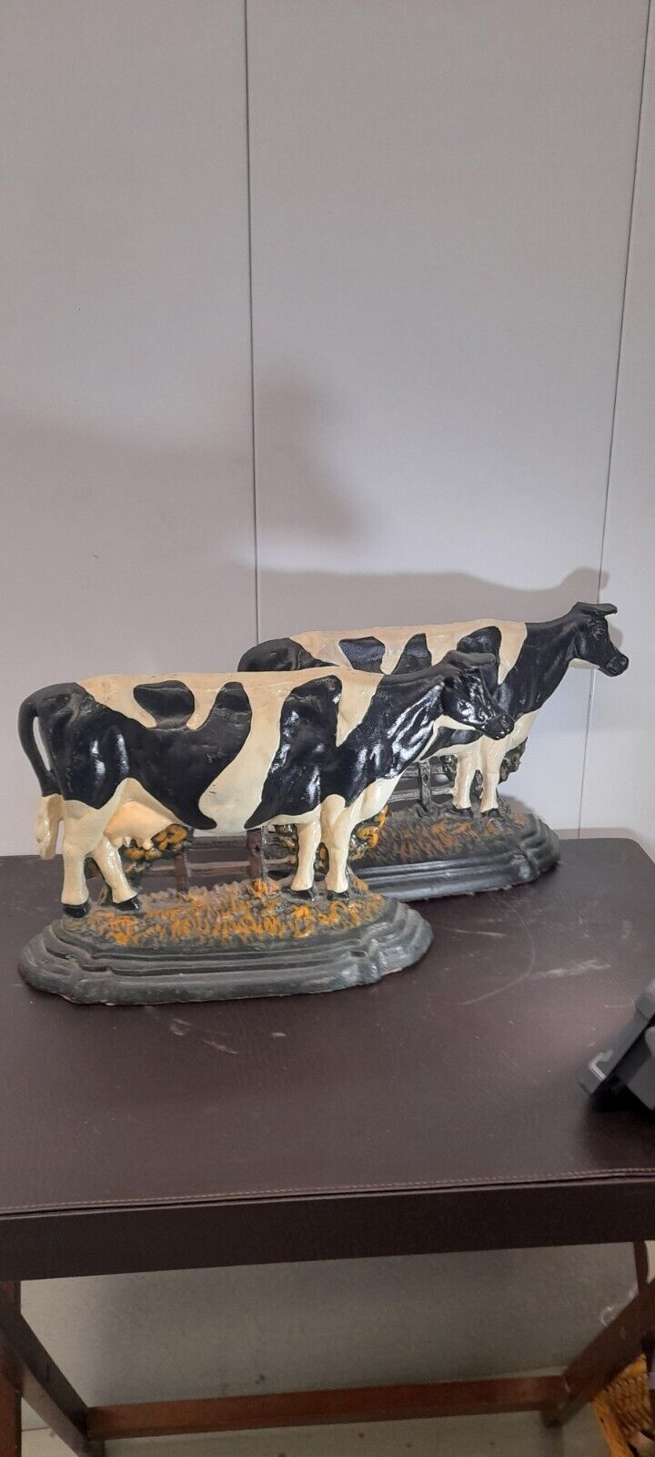 Vintage  Cast Iron Holstein Cow Doorstop 
