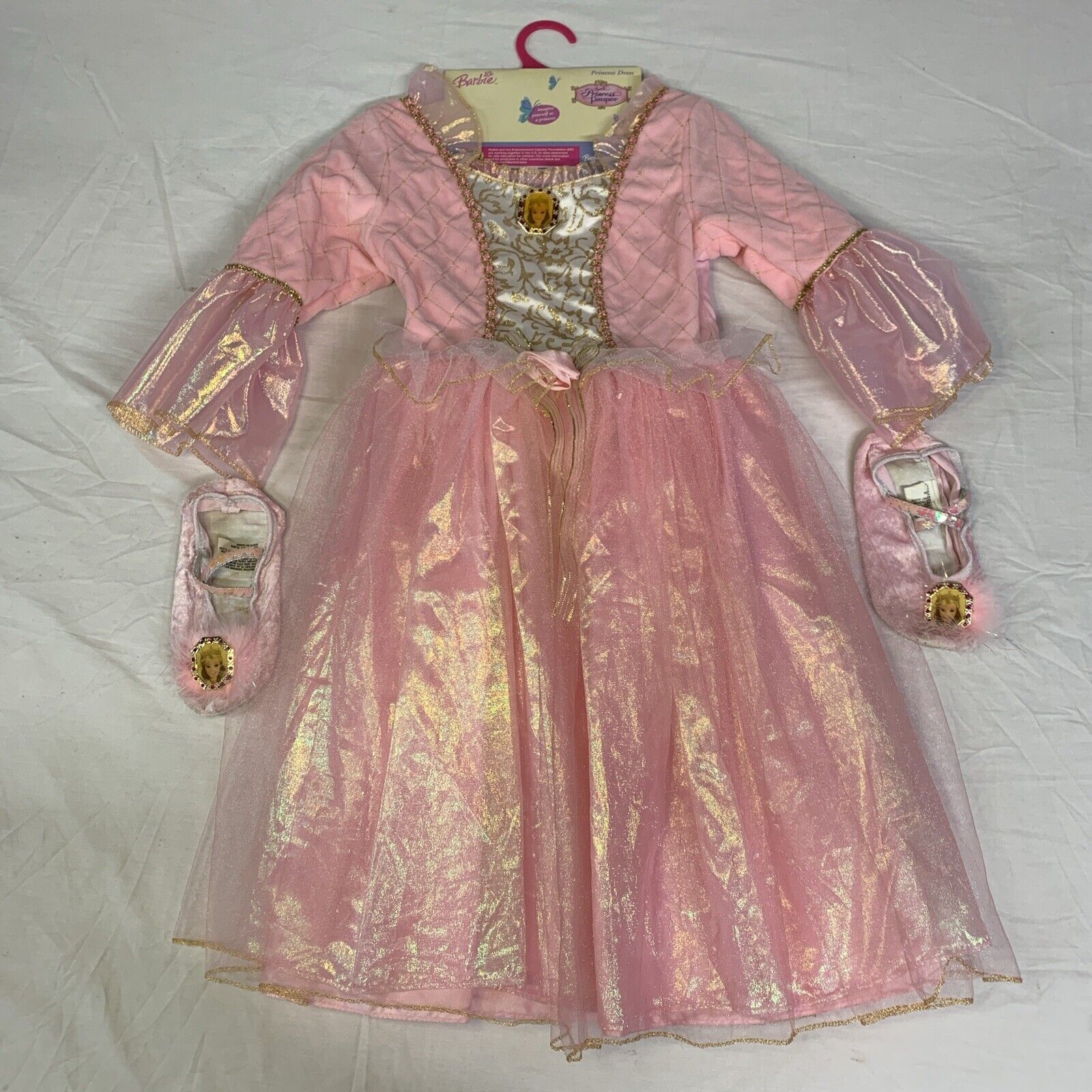 Vintage Barbie princess and the pauper Pink Princess dress and slippers