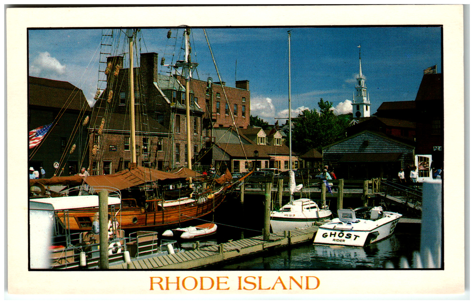 Postcard Boat Harbor in Rhode Island