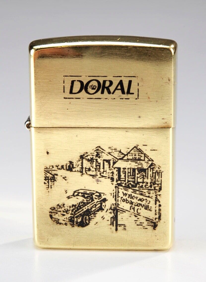 Vintage 1996 Doral Tobaccoville NC Gold Zippo Lighter