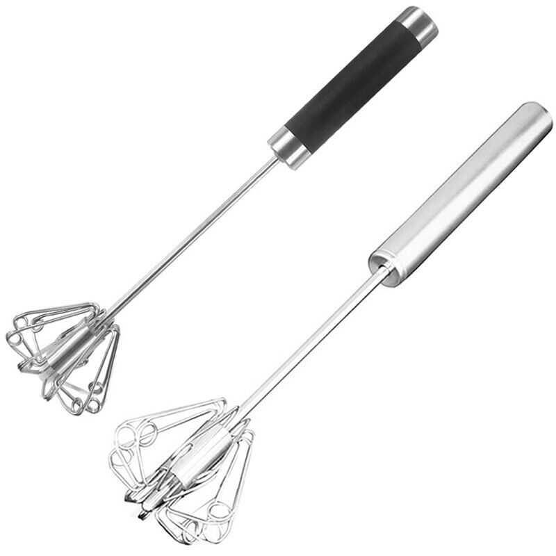 Semi-automatic Mixer Egg Beater Self Turning Stainless Steel Whisk Hand Bl__-