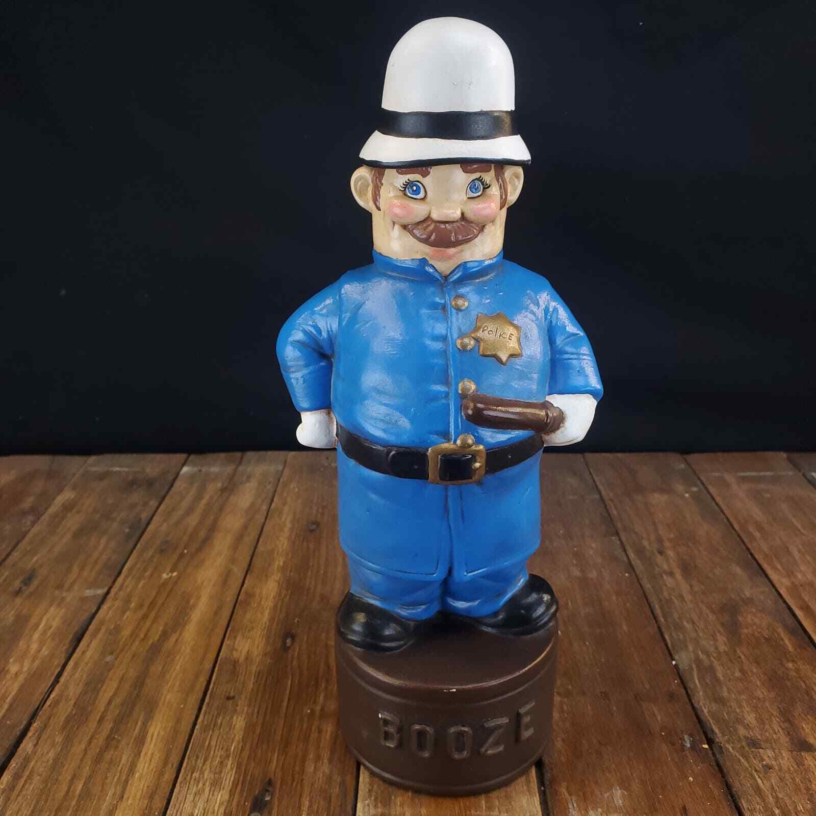 Vintage Police Cop Booze Whiskey Decanter Blue Bottle Distillery Bottle Empty