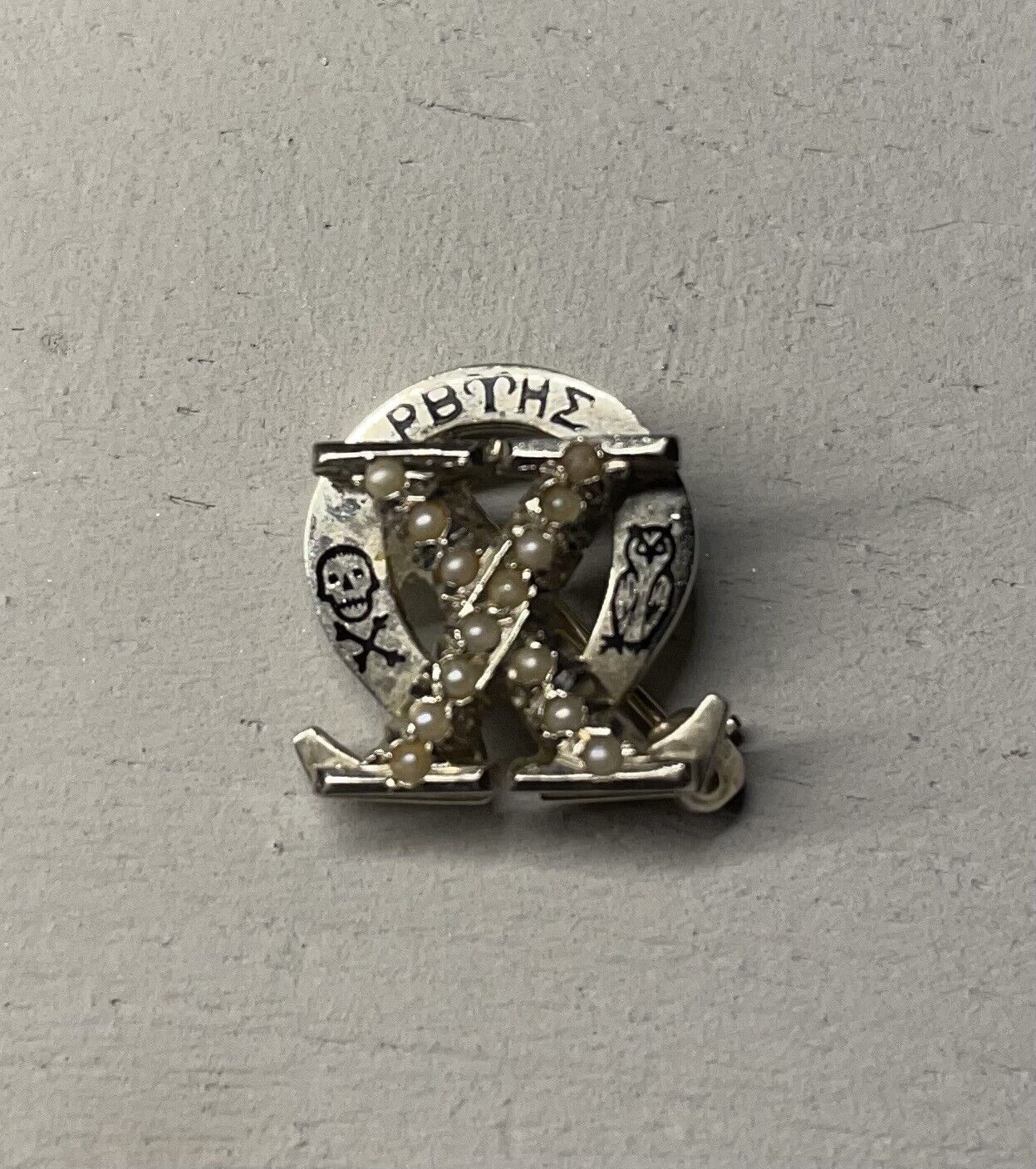 Vintage 1926 Chi Omega Sorority Fraternity Pin Pearl Gold 14k