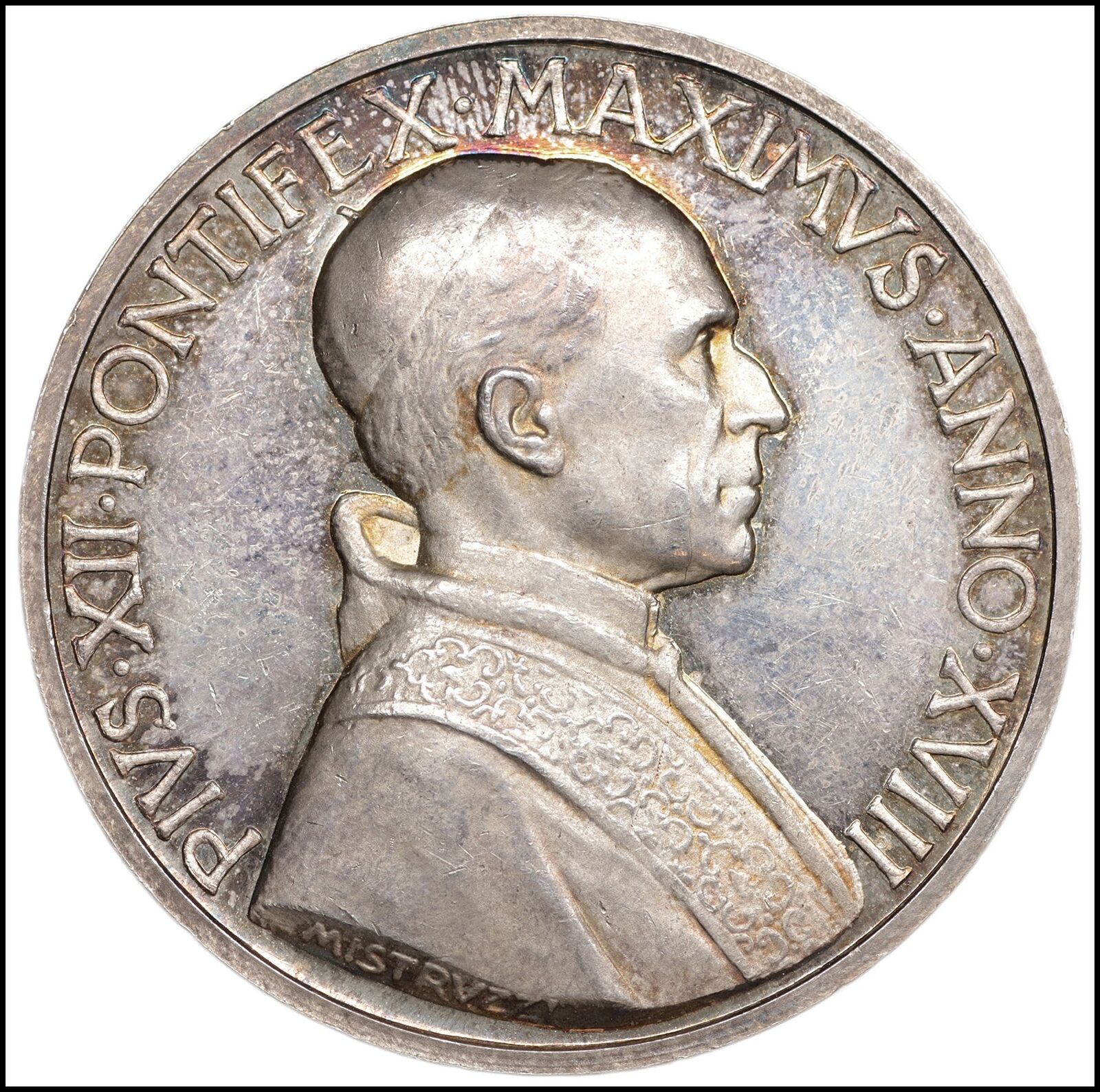Pope Pius XII Silver Medal 1955 Vatican Papal States Original Rome Rare edition 