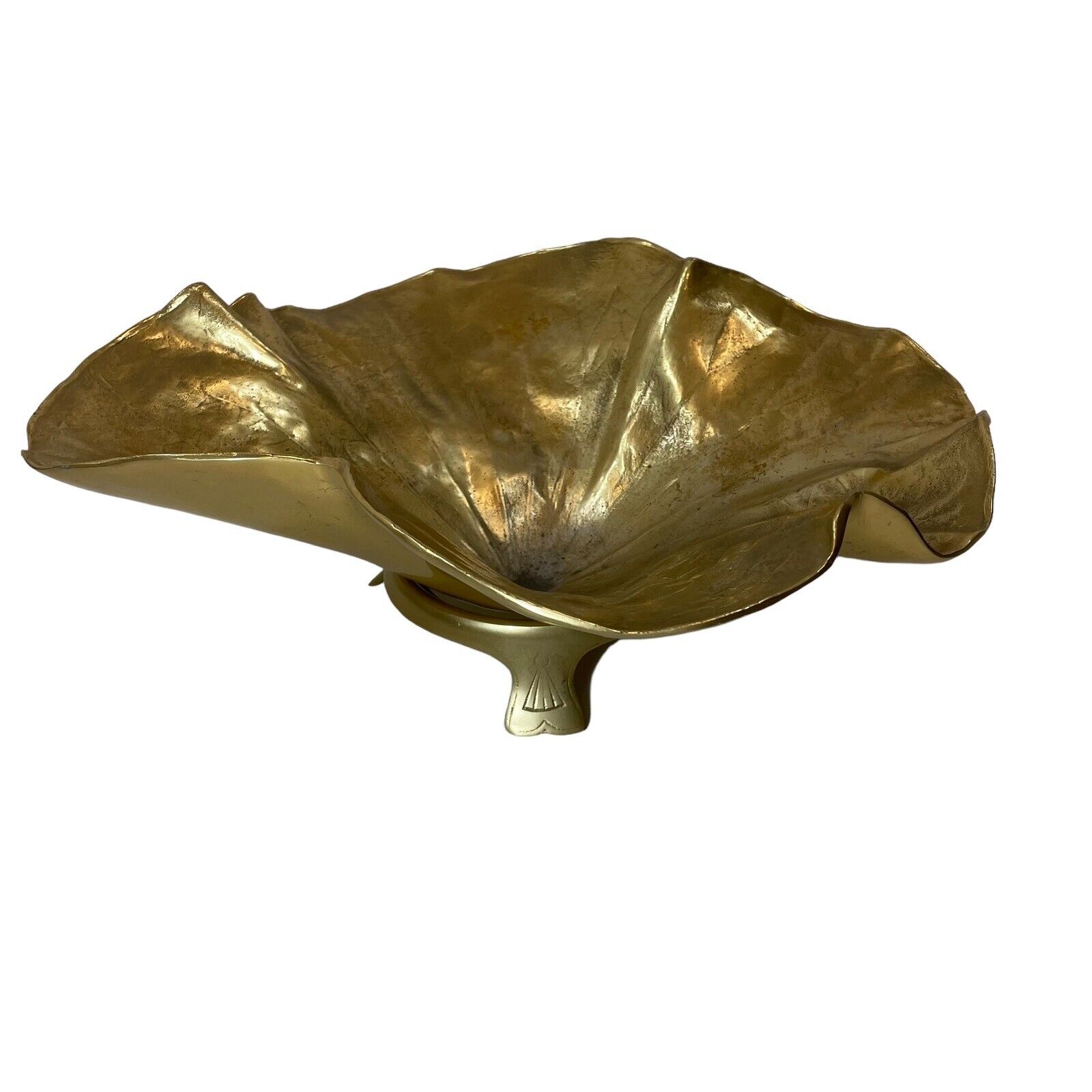 Vintage 1948 Oskar J.W. Hansen Lotus Leaf Sculpture Bowl w/ Original Stand
