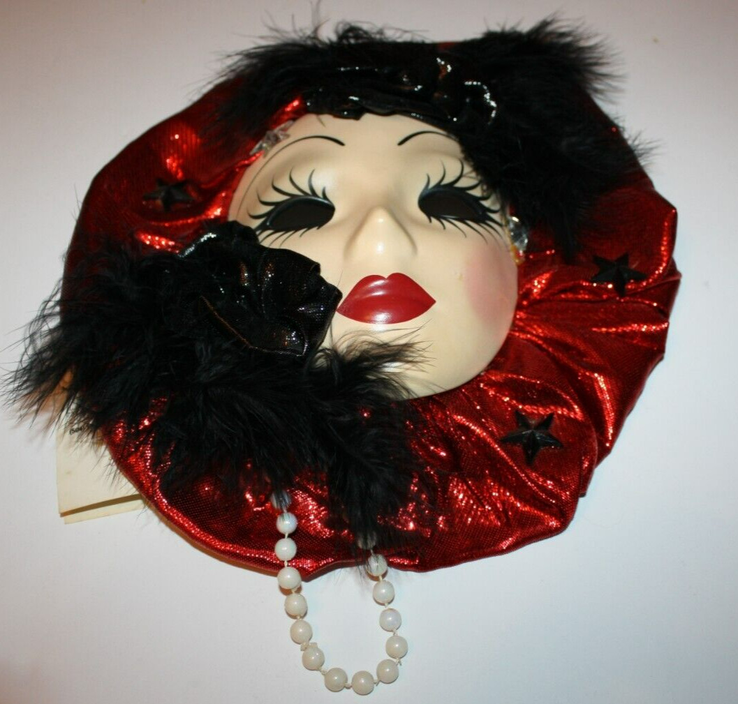 Fancy Faces Mask-Lady in Red-Made in Covington, Louisana Wall Hanging
