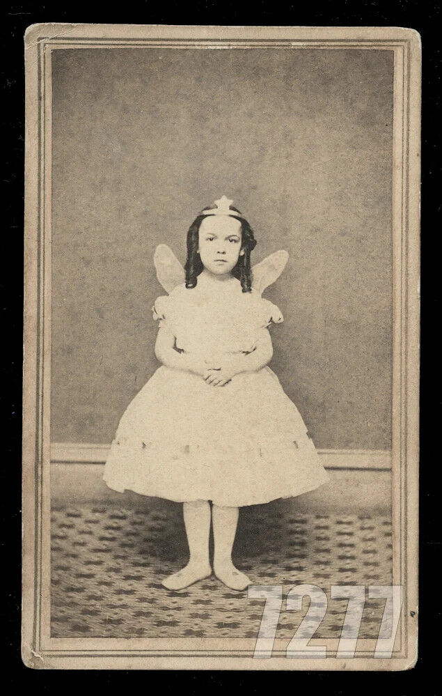 Cute ID'd Girl Dressed as Fairy Princess 1860s CDV Norwich Connecticut Photo