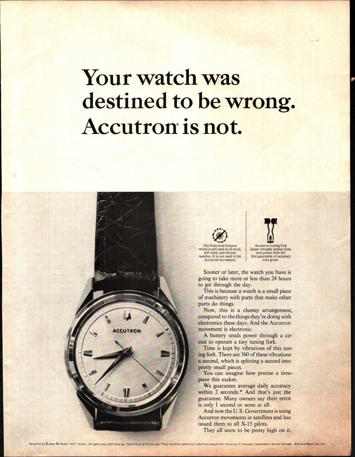 1964 Bulova Accutron 602 Watch vintage print Ad nostalgic a9