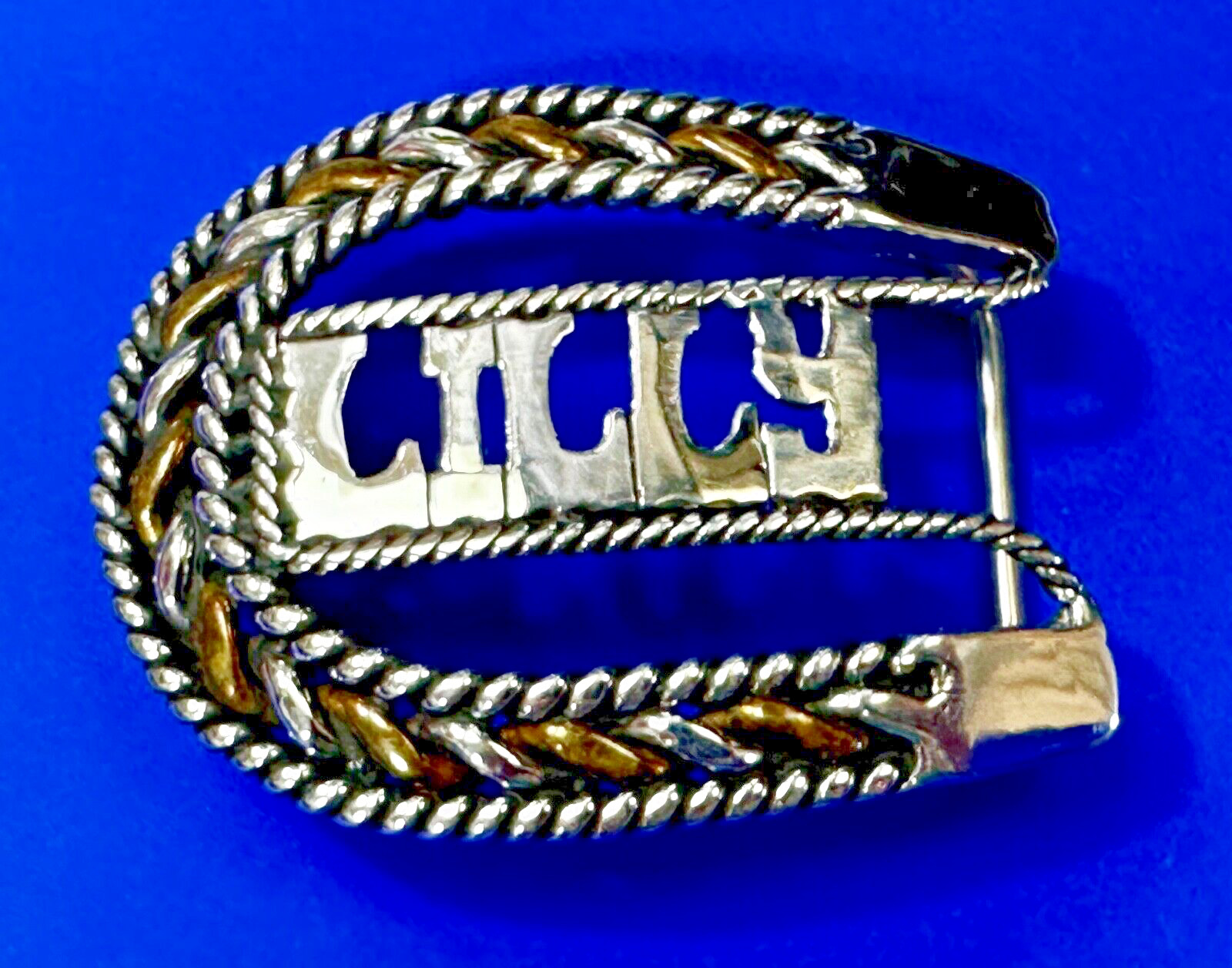 LILLY Custom Letter Name Cutout Horseshoe Artisan Horseshoe Belt Buckle