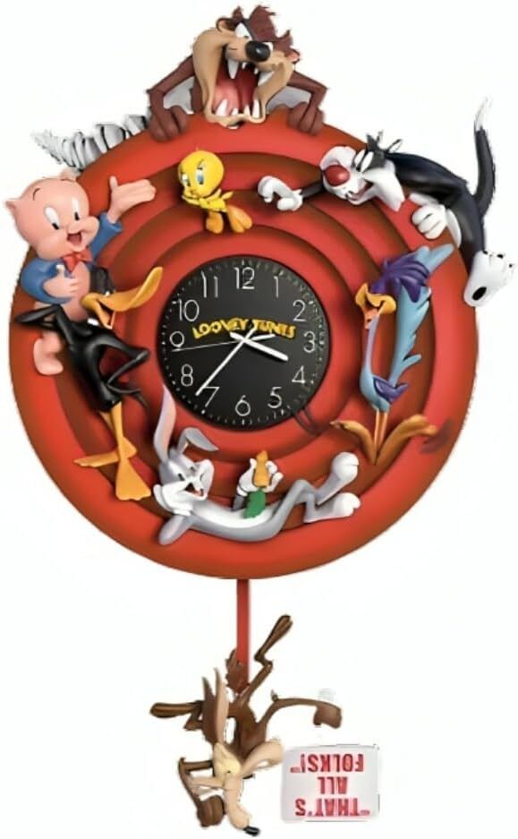The Bradford Exchange Looney Tunes Sculptural Wall Clock w/ 8 Classic Characters