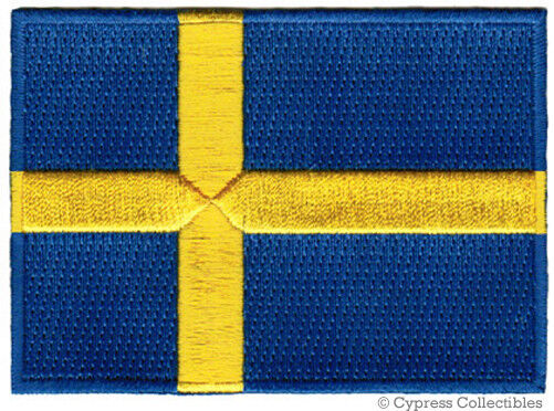 SWEDEN FLAG PATCH SWEDISH EMBLEM Konungariket Sverige embroidered iron-on BADGE