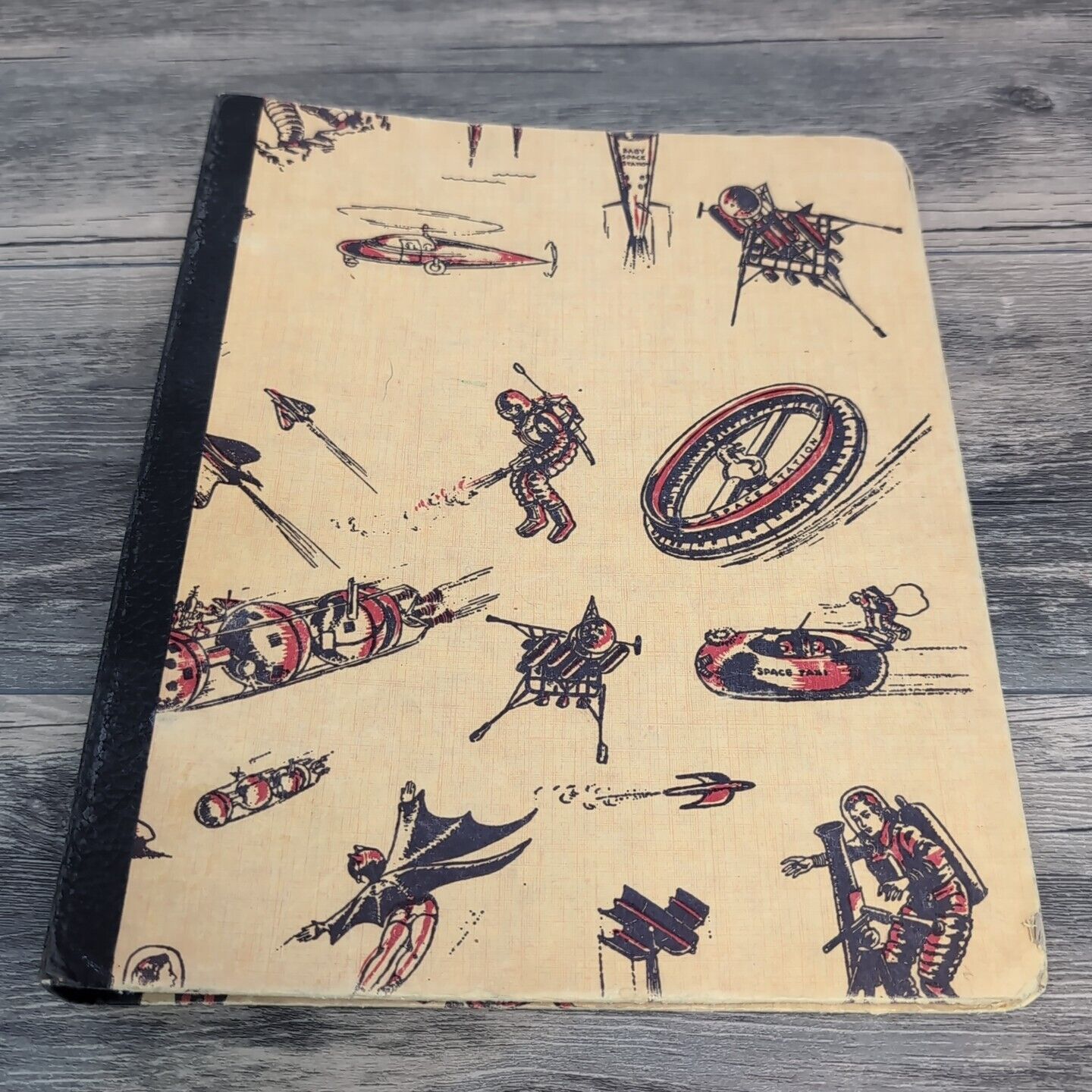 Vintage 1950’Outer Space Themed 2 Ring Binder Rare Illustrations 1 Inch Crafting