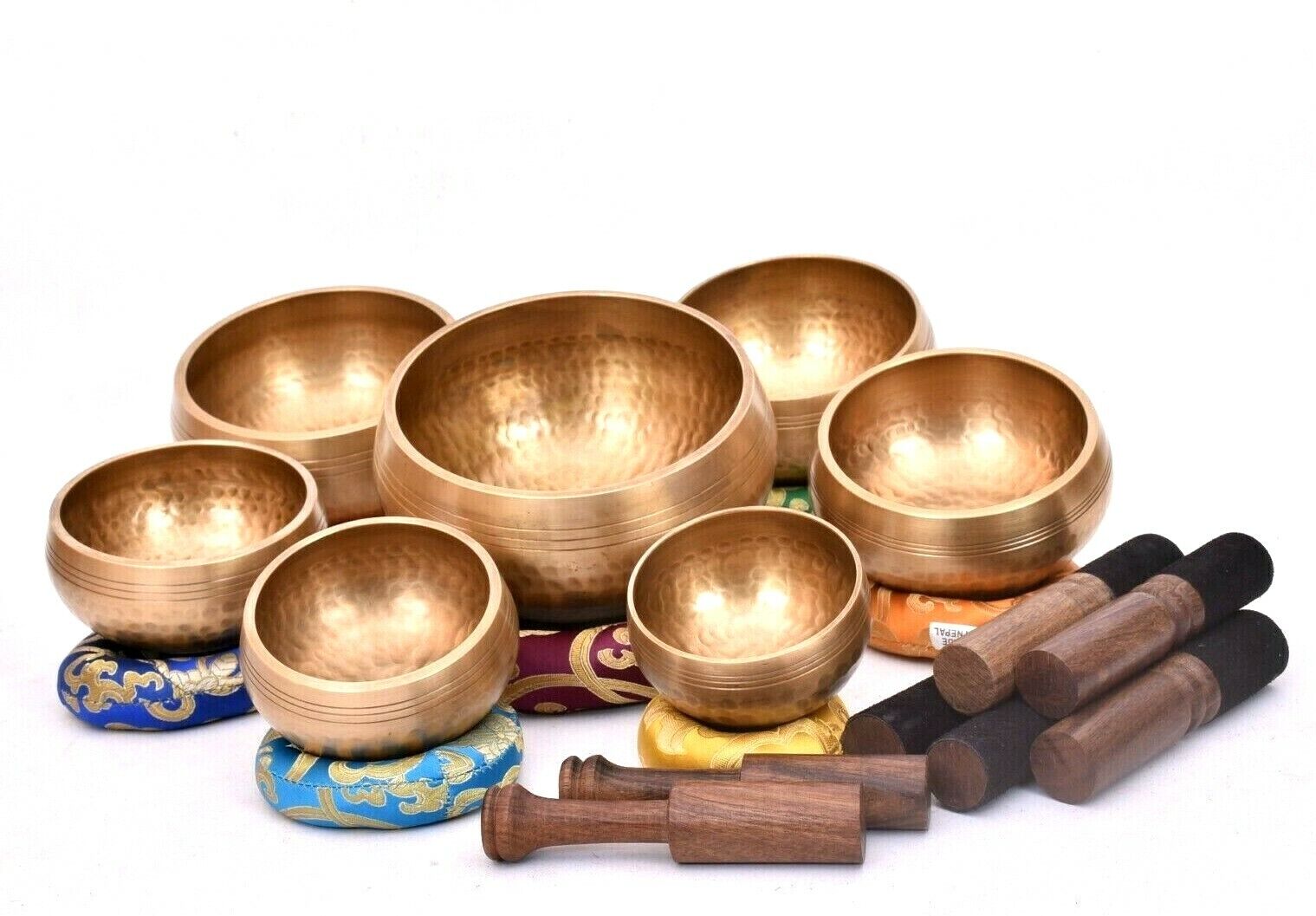 Singing Bowl Set Of 7 - hand hammered Tibetan singing bowls from Nepal- chakras