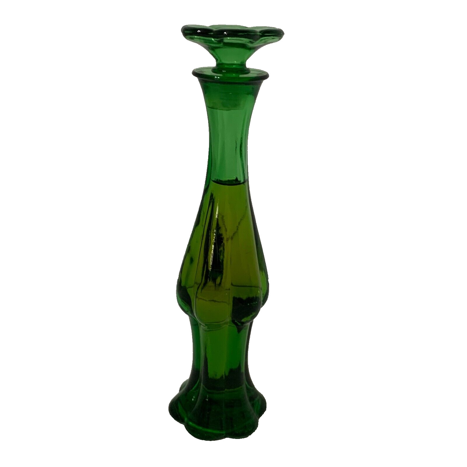 Vintage Avon Bottle Emerald Green Glass Bud Vase Stopper Occuri Cologne NY USA