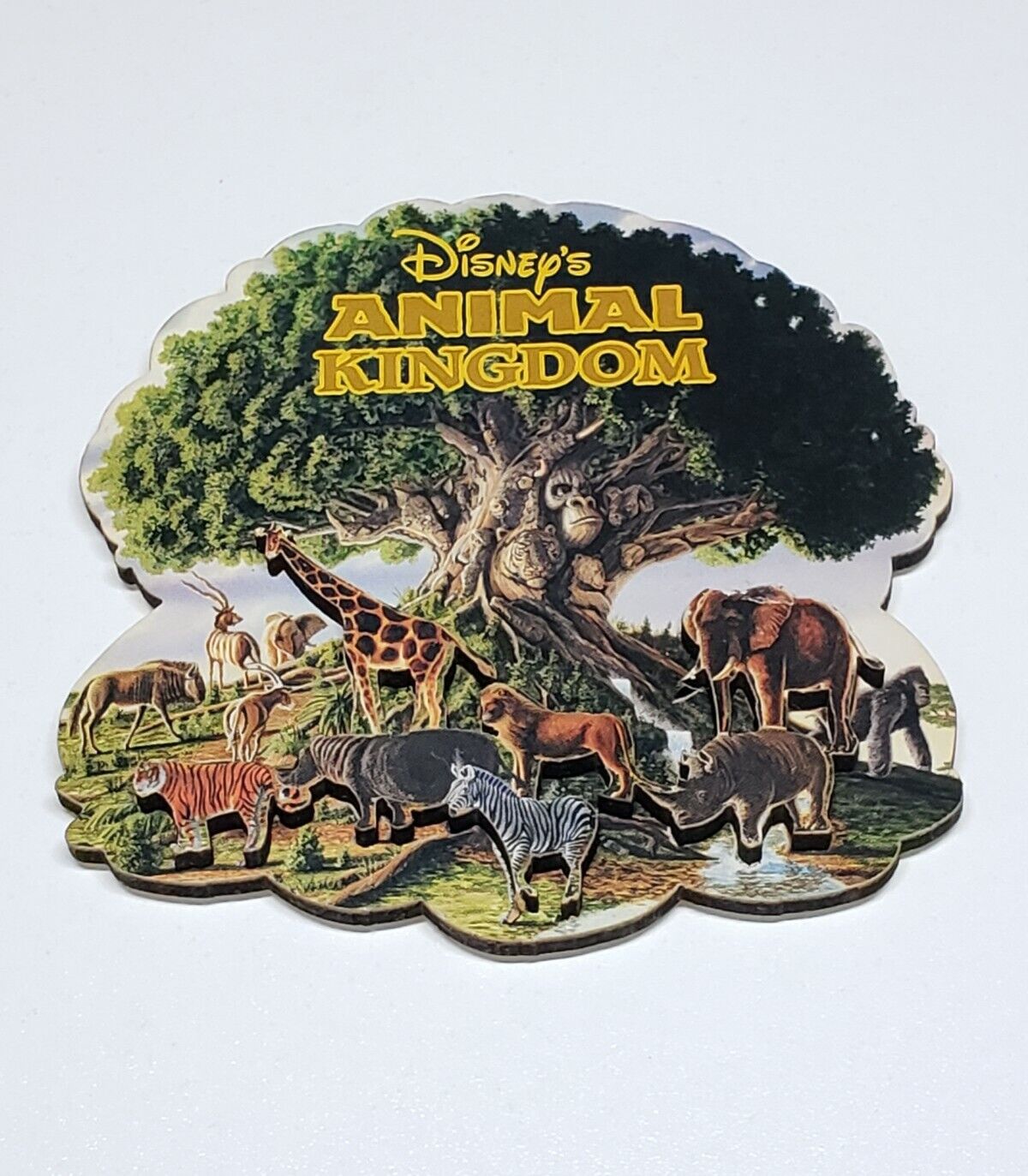Vintage Disney World Animal Kingdom 3D Wooden Fridge Magnet 90s