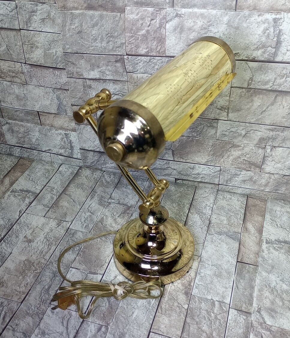 Vintage Brass Bankers Desk Adjustable Lamp Art Deco Style Underwriters Lab READ