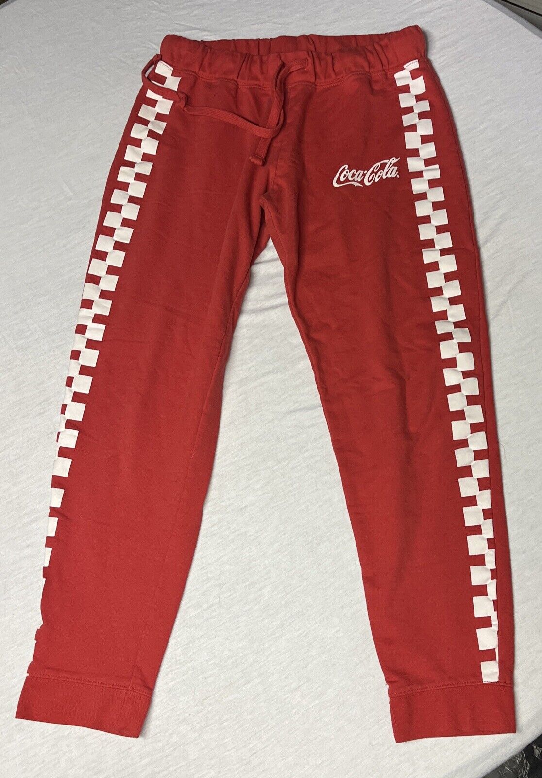 Vtg Coca Cola Joggers Sweatpants Checkered Legs Size XL