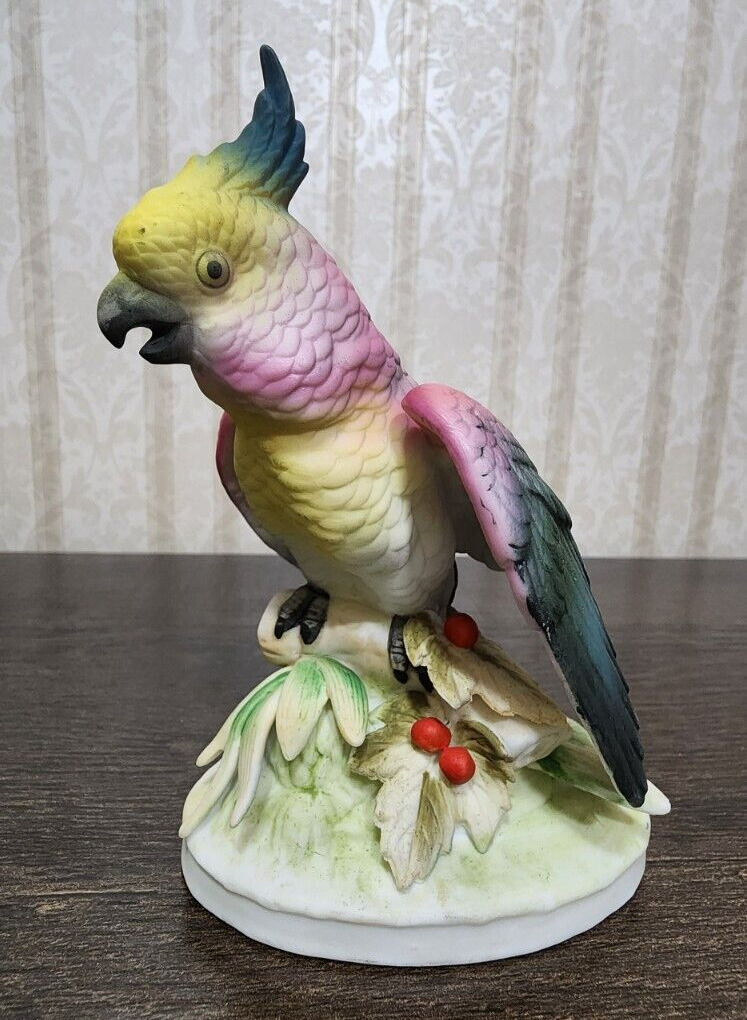 Lefton Parrot KW142B Porcelain Figurine Colorful Japan