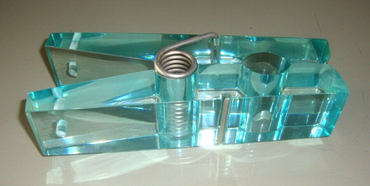 VTG MCM Pop Art Lucite TEAL Paper Clip Paperweight Oversized Clothes Pin 8”