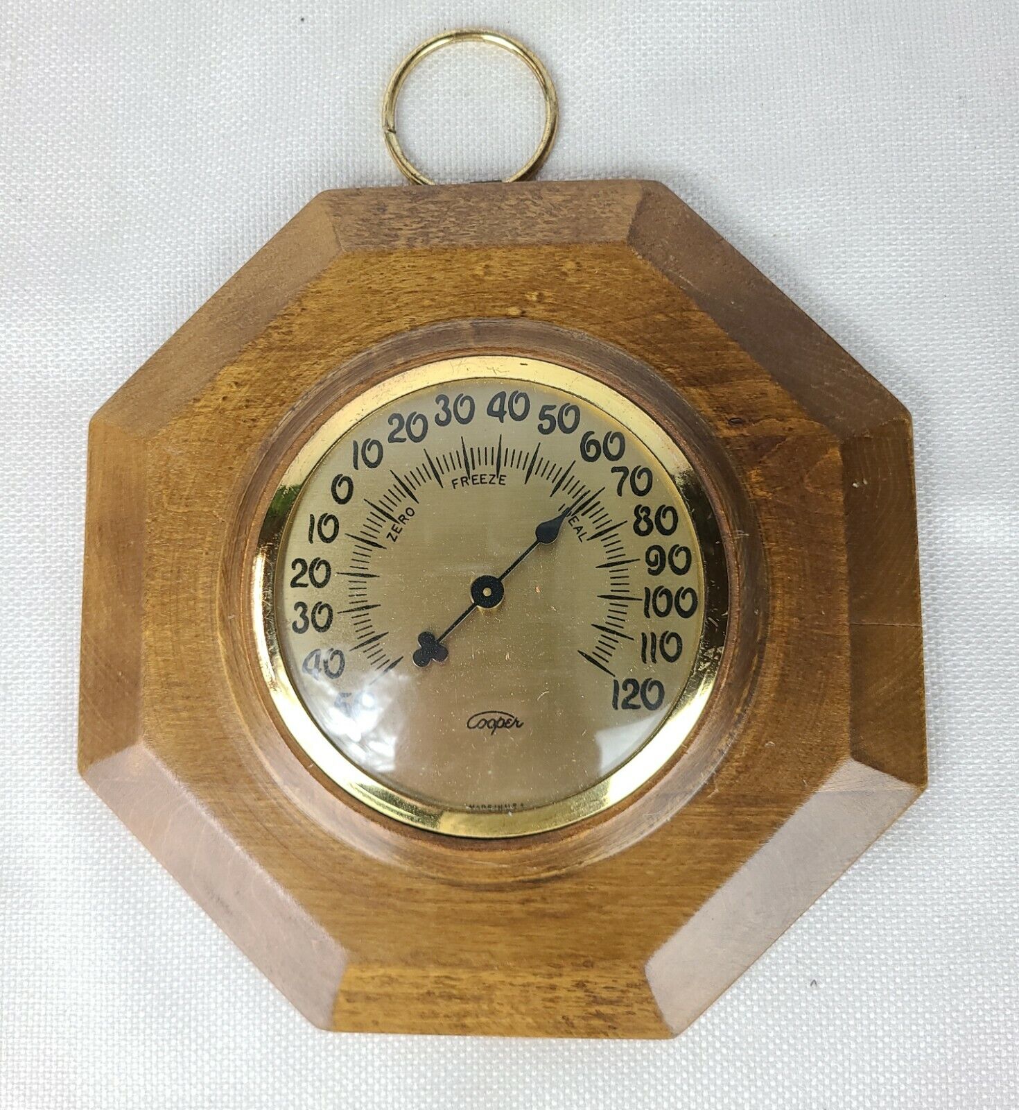 Vintage Cooper Co. Hanging Octagon Temperature Gauge Thermometer Made in USA