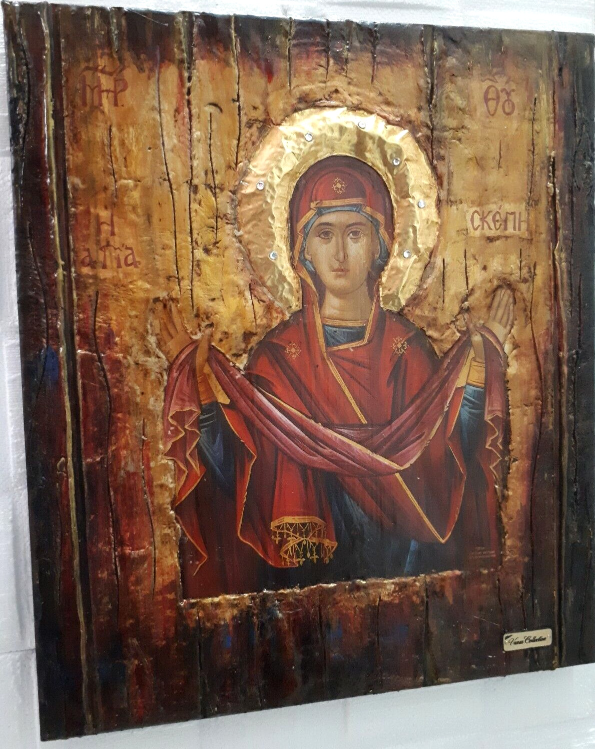 Virgin Mary Panagia Theoskepasti-Greek Handmade Orthodox Byzantine Russian Icons
