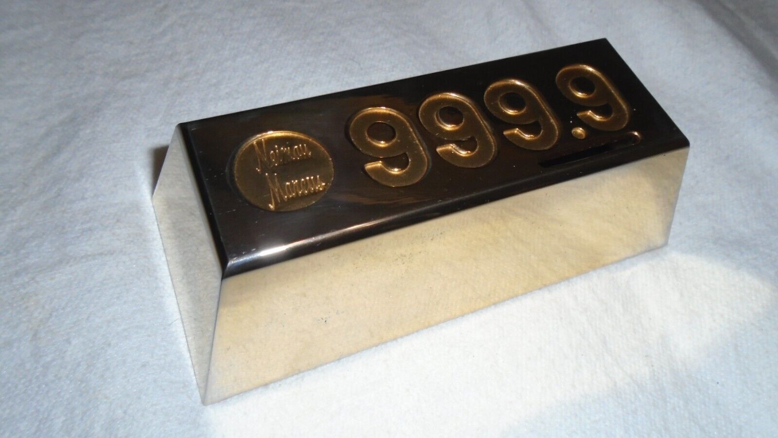 Vintage Neiman Marcus Gold Bar Bank 999.9 Brass STRONG HEAVY-------priority mail