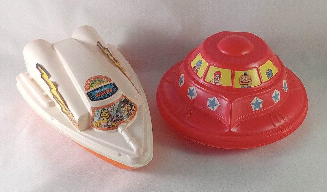 Vintage McDonalds Happy Meal UFO & Ship Boxes Meal Containers