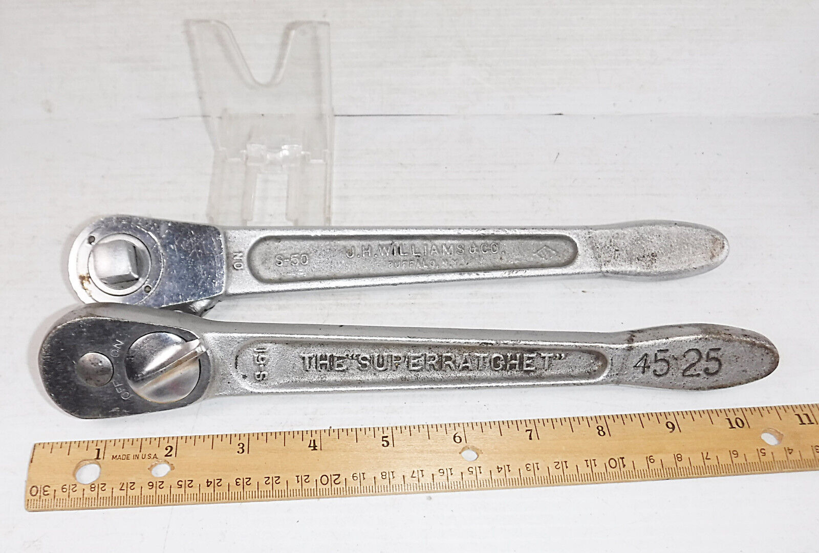 Lot Of 2 Vintage JH Williams 1/2 inch Drive Ratchets S-50 and S-51 USA