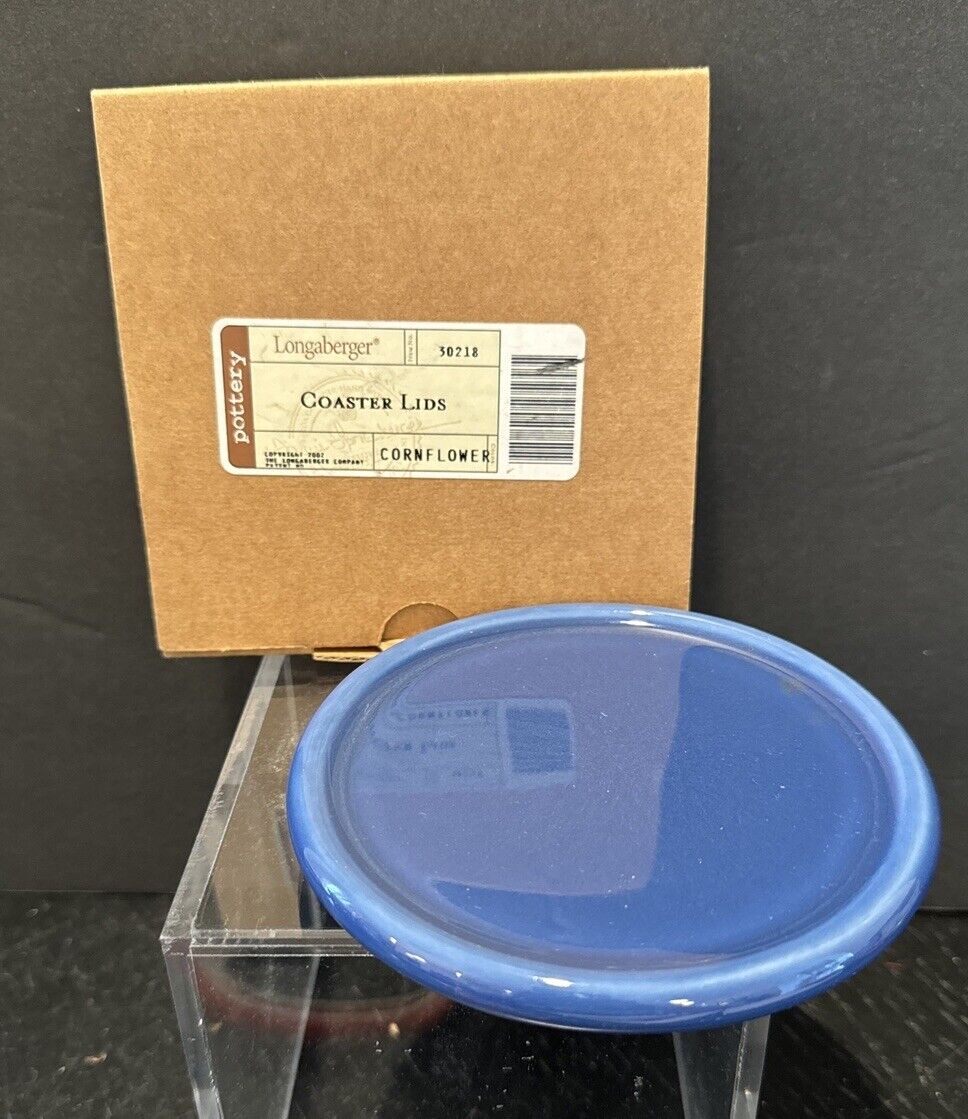 Longaberger Pottery Candle Coaster Lid Cornflower Blue 2002 NIB #30218