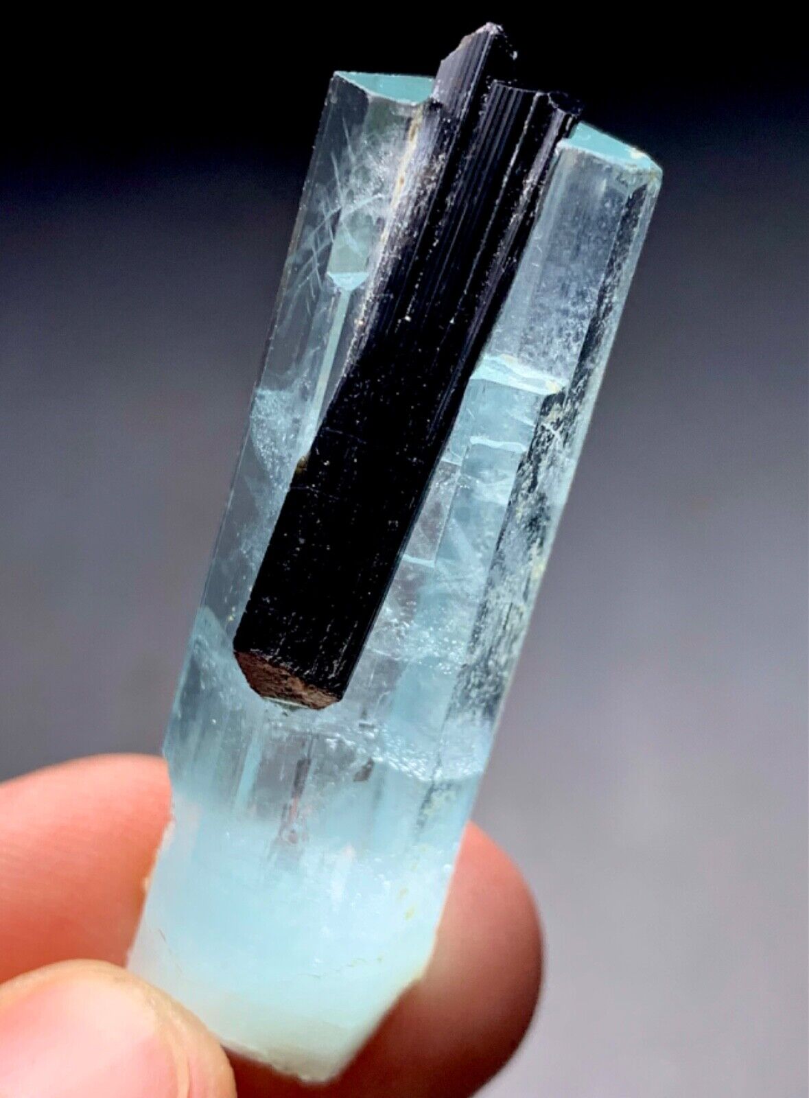 82 Carat Aquamarine with Tourmaline crystal Specimen from Pakistan