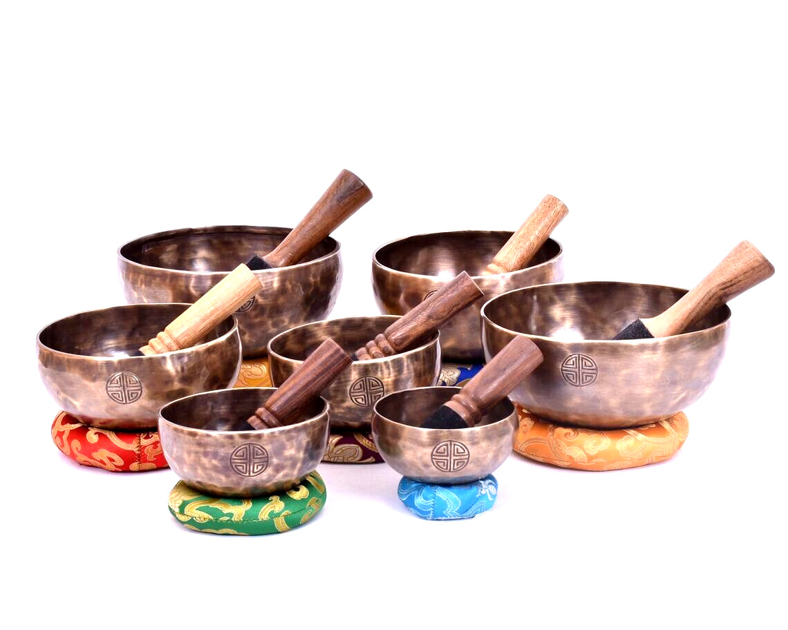 5 inch to 10 inches Professional Sound healing full moon singing bowl set of 7