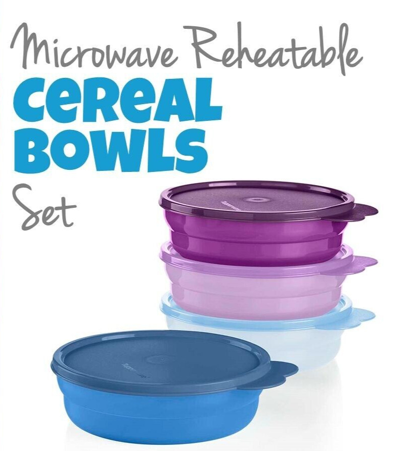 NEW - Tupperware Cereal Bowls & Seals Set Impressions - Microwave Safe