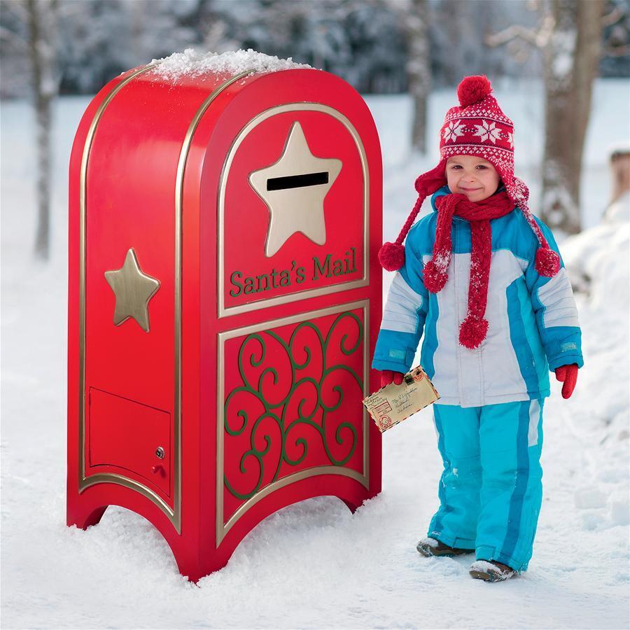 Letters to Santa Mail North Pole Delivery Red Postal Mailbox w Lock and Key