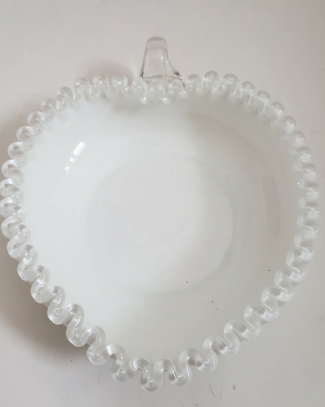 FENTON SILVER CREST Art Glass Silver Crest Milk Glass Heart candy Dish 